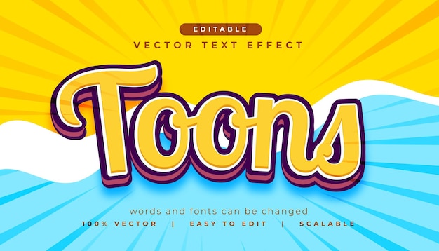 Free Vector 3d toon text effect lettering in comic style