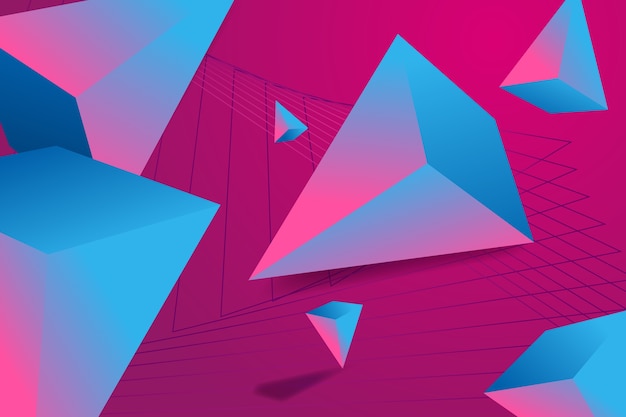 Free Vector 3d triangle background with vivid colors