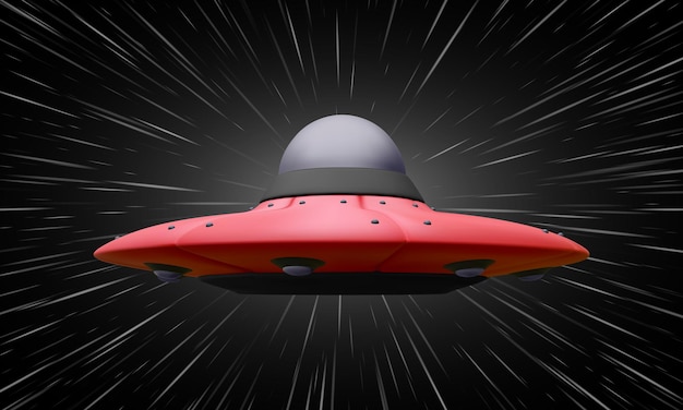 Free Vector 3d unidentified flying object flies through galaxies. illustration