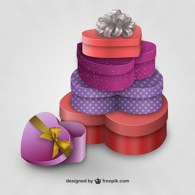 Free Vector 3d valentine presents