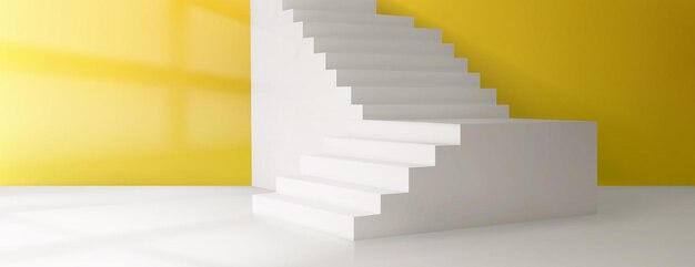 3d vector room with stairs yellow wall background