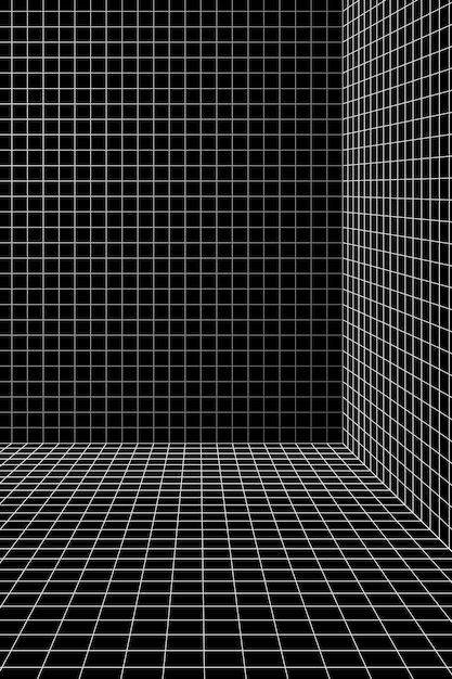 Free Vector 3d wireframe grid room background vector