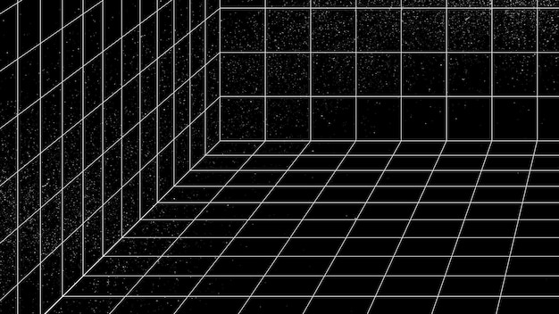 Free Vector 3d wireframe grid room background vector