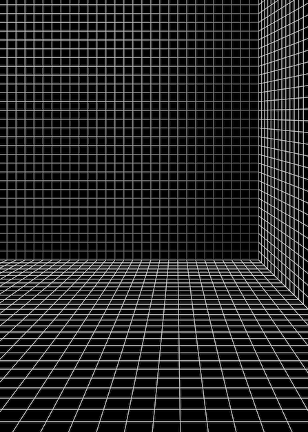 Free Vector 3d wireframe grid room background vector