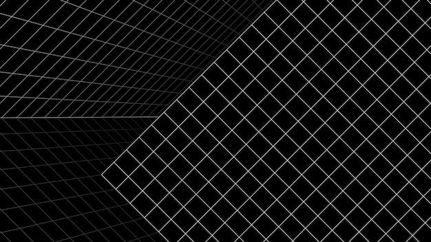 3D wireframe grid room background vector