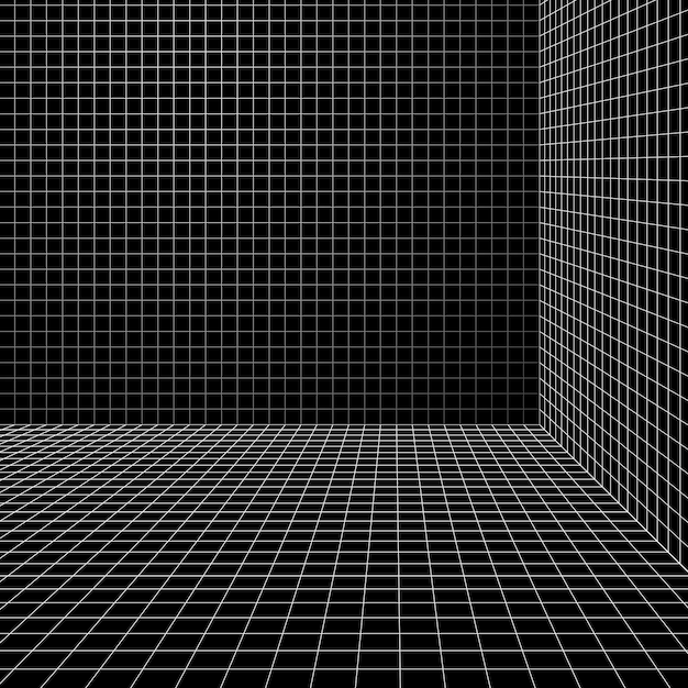 Free Vector 3d wireframe grid room background vector