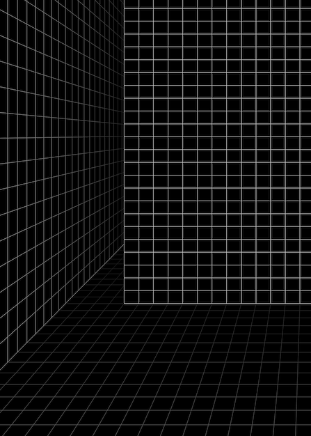 Free Vector 3d wireframe grid room background vector