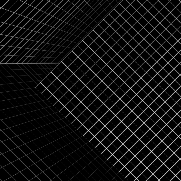 3D wireframe grid room background vector