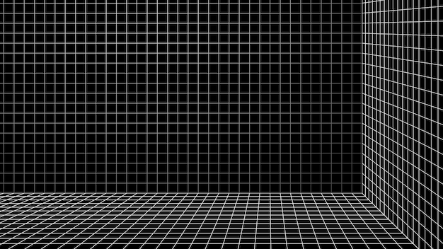 Free vector 3d wireframe grid room background vector