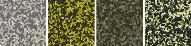 4 Camouflage Background Set Pattern Design Vector Illustration Army Backdrop