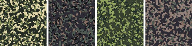 4 Camouflage Background Set Pattern Design Vector Illustration Army Backdrop