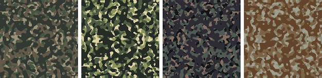 4 Camouflage Background Set Pattern Design Vector Illustration Army Backdrop