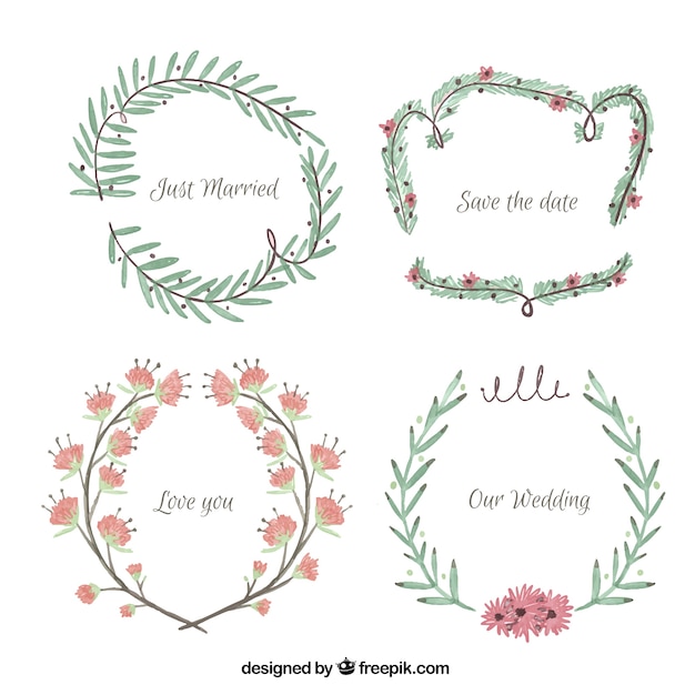 Free Vector 4 floral frames for weddings