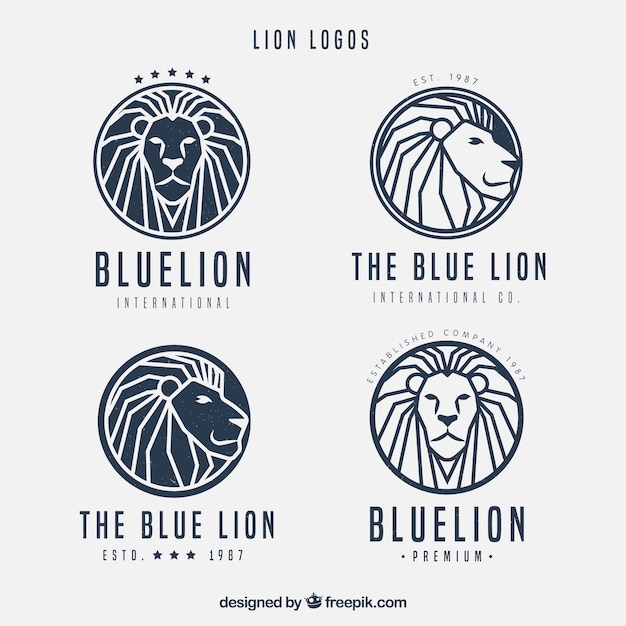 Free Vector 4 lion logos