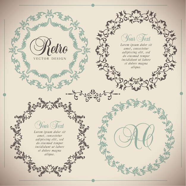 Free Vector 4 retro ornamental frames