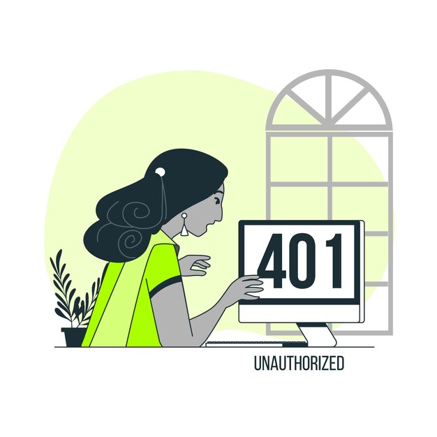 401 error unauthorized concept illustration