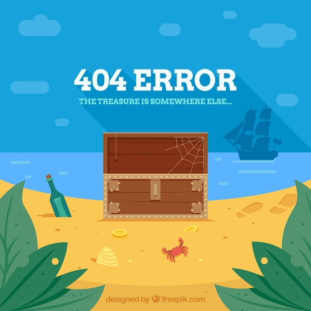 404 error design with treasure chest