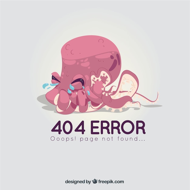 404 error template with octopus in hand drawn style