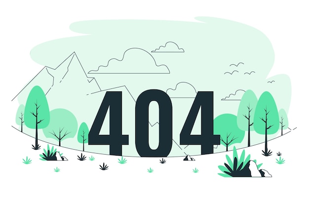 404 error with a landscape concept illustration