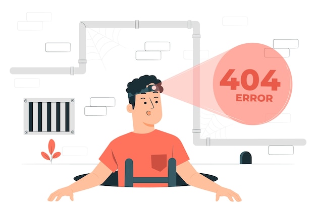 Free Vector 404 error with person looking for clues concept illustration