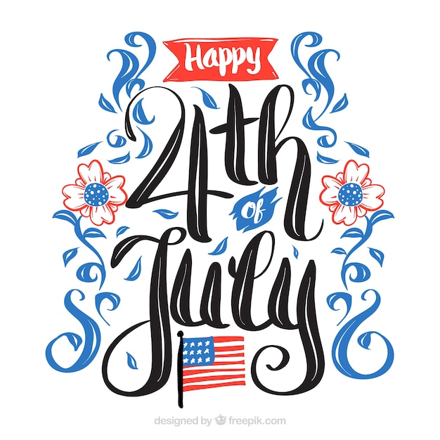 Free vector 4th of july background with lettering