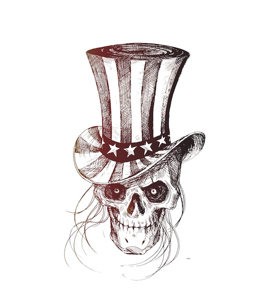 4th July Celebration Uncle Sam Hat with Scratch Devil Skull