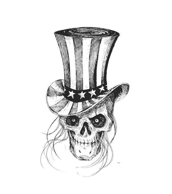 4th July Celebration Uncle Sam Hat with Scratch Devil Skull