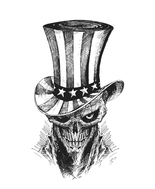 4th July Celebration Uncle Sam Hat with Scratch Devil Skull