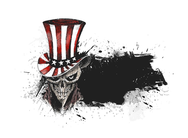 4th July Celebration Uncle Sam Hat with Scratch Devil Skull