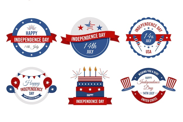 Free Vector 4th of july independence day badges