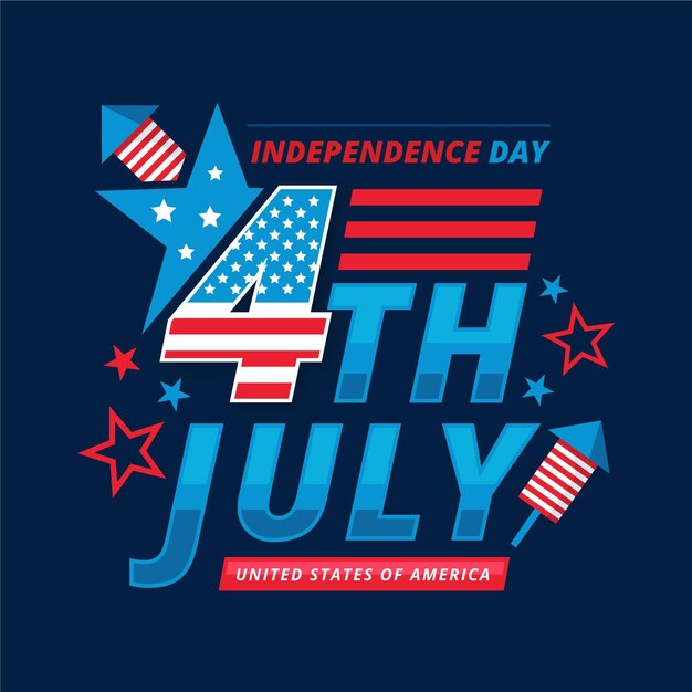 4th of july - independence day in flat design