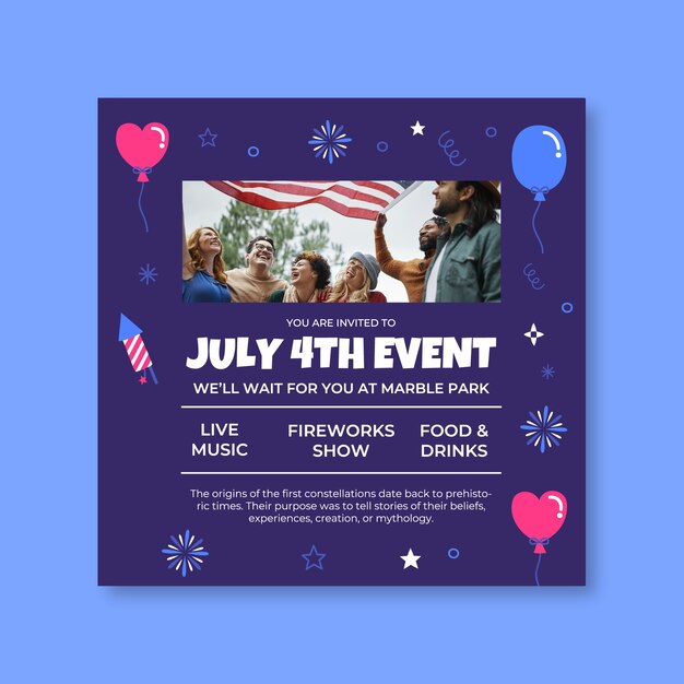 4th july invitation template design