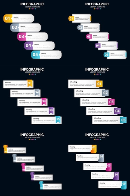 Free vector 5 steps cycle diagrams and timelines 6 infographics pack presentation vector slide template