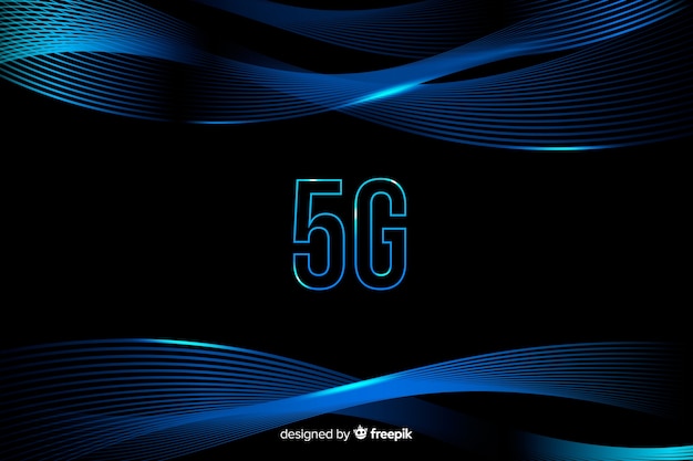 5g concept background with gradient curved lines