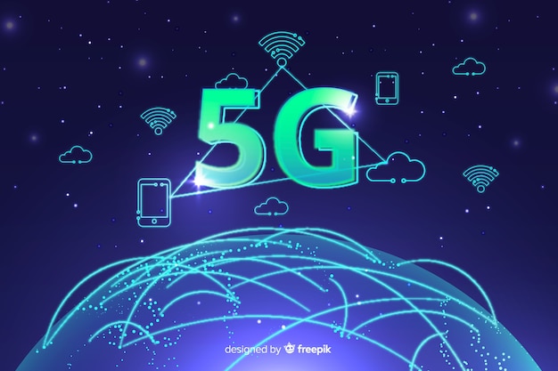 5g concept with icons background