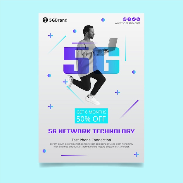 Free Vector 5g connection vertical flyer template