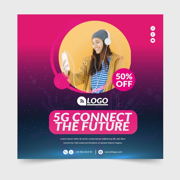 5g flyer square concept