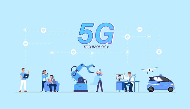 5G Global network high speed wireless internet wifi technology  illustration