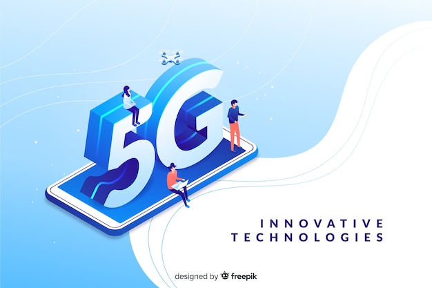 5g technology isometric background