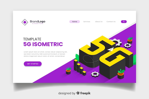 Free vector 5g technology isometric landing page