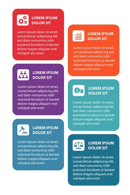 Free vector 6 steps infographic flowchart design template