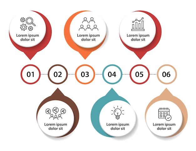 Free vector 6 steps infographic flowchart design template