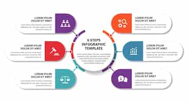 Free vector 6 steps infographic flowchart design template