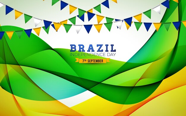 7 September Brazil Independence Day Illustration with Colorful Party Flag on Light Background