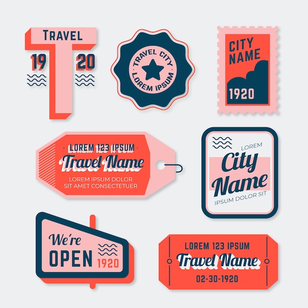 70s style travel sticker set