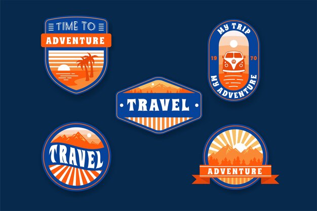 70s style travel sticker set