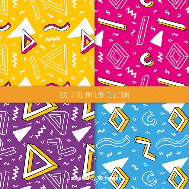 Free vector 80's style pattern collection