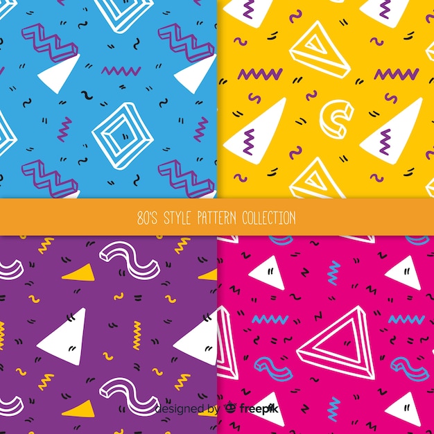 Free vector 80's style pattern collection