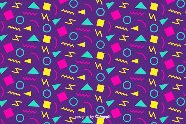 Free Vector 80s geometric background design with retro style