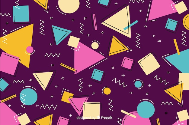 Free Vector 80s geometric background design with retro style